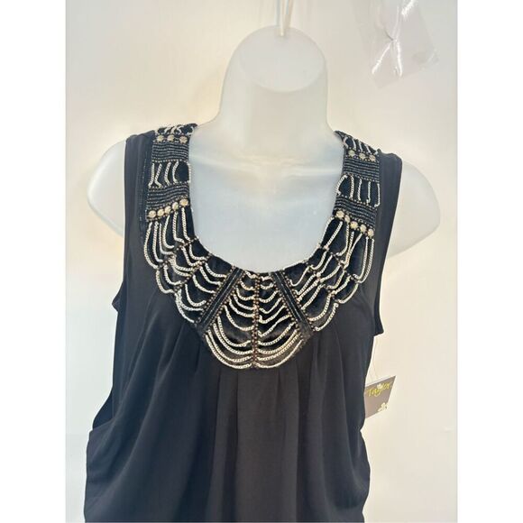 Taylor - Black Sleeveless Dress with Silver Beaded Neck Detail size 8 - Picture 2 of 12